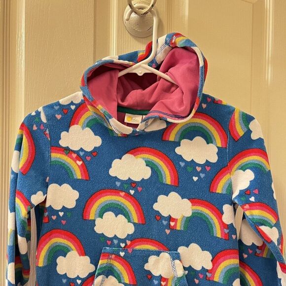 Mini Boden Rainbow Swim Dress Cover Up Towelling Terry Hooded Girls Size 7-8 - Picture 2 of 11